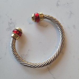 Silver Plated Twisted Cable Open Cuff Bangle Fashion Bracelet